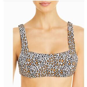 Aqua Swim Beige Leopard Print Bandeau Swimsuit Bikini Top Size XS
